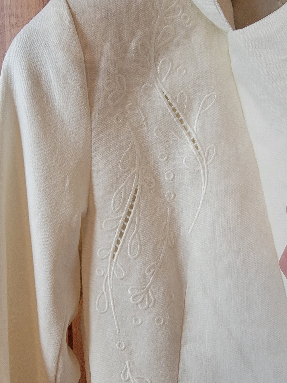 Jason Wu The Classics Embroidered Off-White Linen Blend Blazer Size Small - Picture 3 of 16